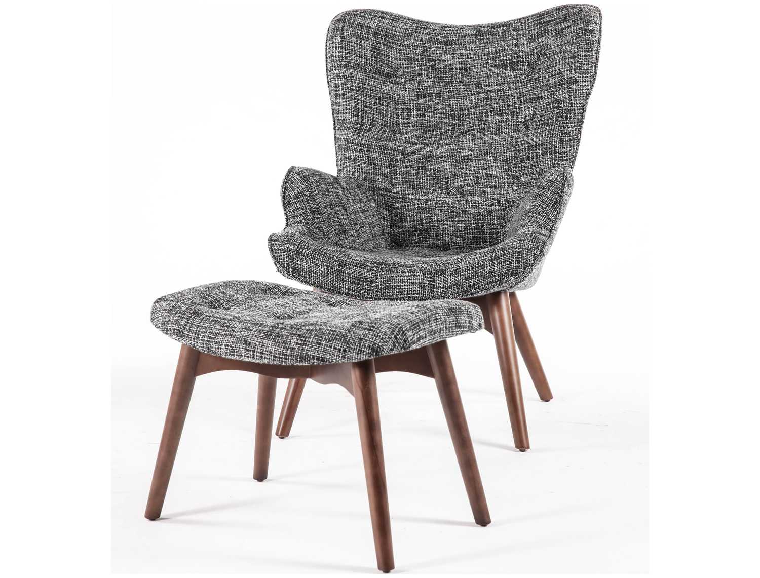 Stilnovo Teddy Bear Black Accent Chair with Ottoman | FYC906TWBLK