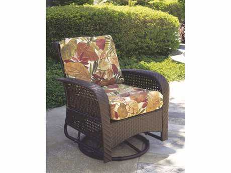 South Sea Rattan Martinique Wicker Cushion Swivel Glider Lounge Chair