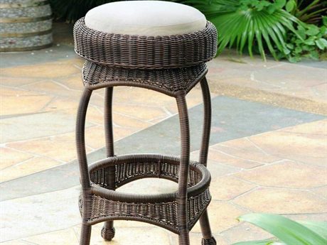 South Sea Rattan Bar Wicker Cushion Backless Counter Stool