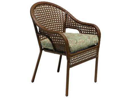 Suncoast Kona Wicker Cushion Arm Dining Chair