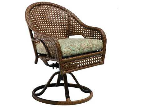 Suncoast Kona Wicker Cushion Arm Swivel Rocker Dining Chair