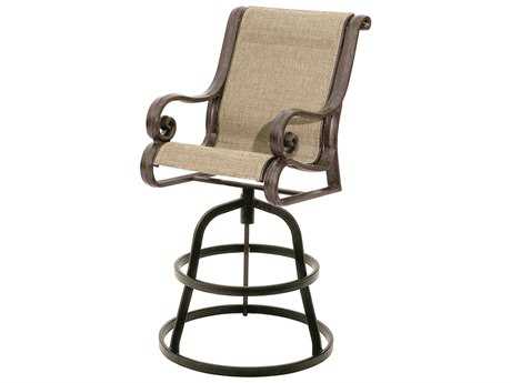 Suncoast San Marco Sling Cast Aluminum Arm Swivel Bar Stool