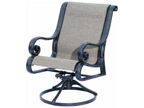 Suncoast San Marco Sling Cast Aluminum Arm Swivel Rocker High Back Dining Chair
