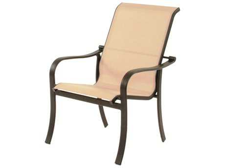 Suncoast Rosetta Sling Cast Aluminum Arm Stackable Dining Chair