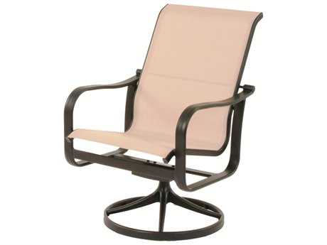 Suncoast Rosetta Sling Cast Aluminum Arm Swivel Rocker Dining Chair