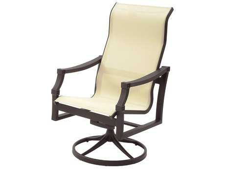 Suncoast Devereaux Sling Cast Aluminum Arm Swivel Rocker Supreme Dining Chair
