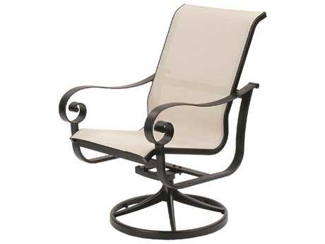 Suncoast Orleans Sling Cast Aluminum Arm Swivel Rocker Dining Chair