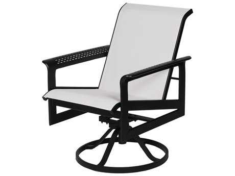 Suncoast South Beach Sling Cast Aluminum Arm Swivel Dining Chair