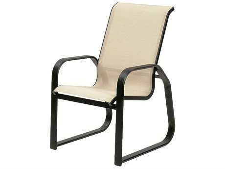 Suncoast Maya Sling Cast Aluminum Arm Sled Dining Chair