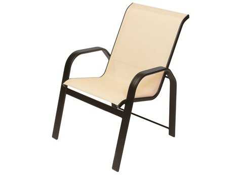 Suncoast Maya Sling Cast Aluminum Arm Stackable Dining Chair