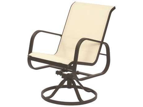 Suncoast Seascape Sling Cast Aluminum Arm Swivel Rocker Dining Chair