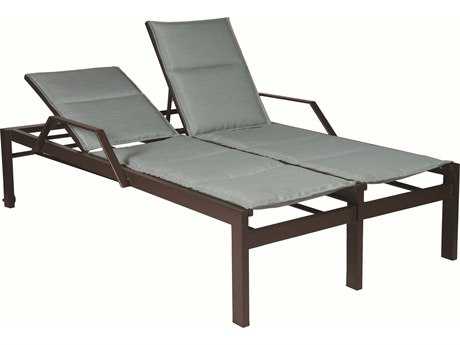 Suncoast Vectra Bold Sling Cast Aluminum Double Chaise Lounge with Wheels