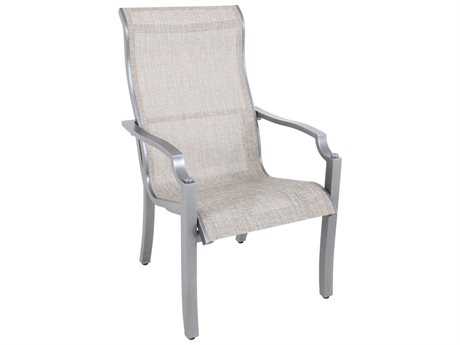 Sunvilla Aragon Sling Cast Aluminum Dining Chair in Pompass Brass