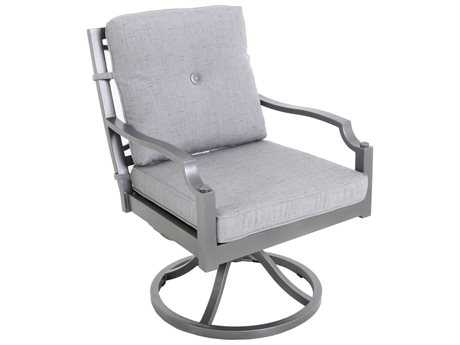 Sunvilla Aragon Cushion Cast Aluminum Swivel Dining Chair in Frequency Ash