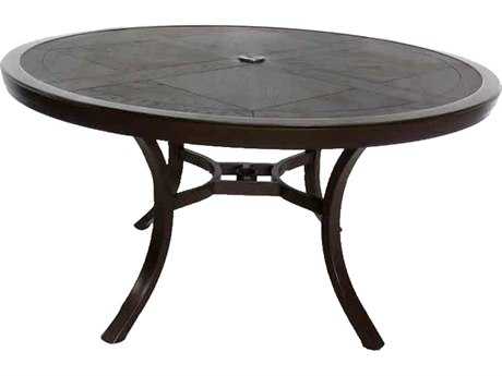 Sunvilla Fauxwood Aluminum 54 Round Dining Table in Mahogany