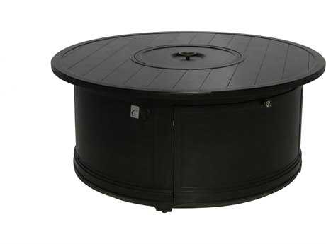 Sunvilla Embossed Wood Grain Slat Aluminum 54 Round Fire Pit Table in Mahogany