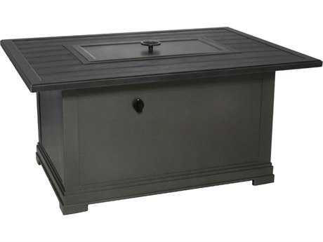 Sunvilla Embossed Wood Grain Slat Aluminum 48 x 35 Rectangular Fire Pit Table in Mahogany