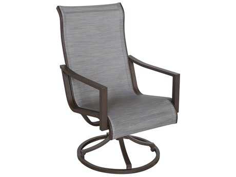 Sunvilla Allegro Sling Aluminum Swivel Dining Chair in Pria Tweed