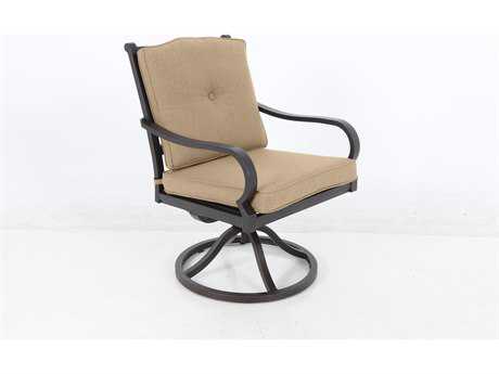 Sunvilla Laurel Cushion Aluminum Swivel Dining Chair in Spectrum Sesame
