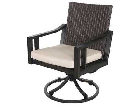 Sunvilla Pennant Aluminum Wicker Swivel Dining Chair in Sailcloth Sahara