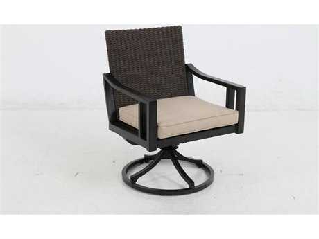 Sunvilla Pennant Aluminum Wicker Swivel Dining Chair in Flagship Stone