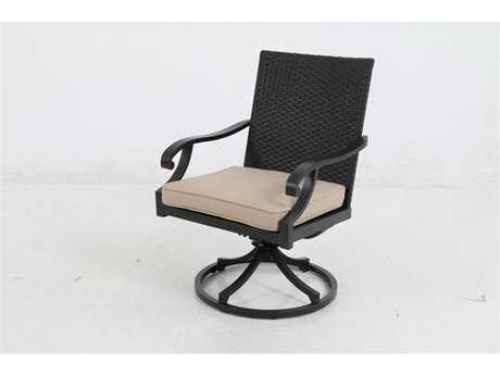 Sunvilla Somerset Cast Aluminum Wicker Swivel Dining Chair in Sailcloth Shadow
