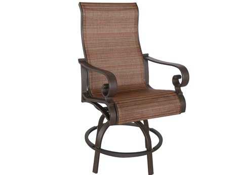 Sunvilla Riva Sling Cast Aluminum Bar Chair in Weyburn Redwood
