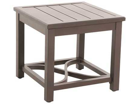 Sunvilla Aluminum 24 Square Slat Top Side Table in Mahogany