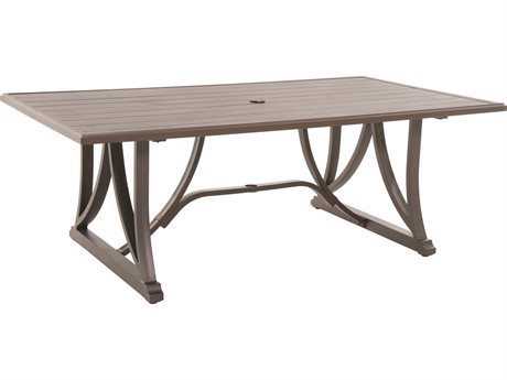 Sunvilla Aluminum 84 x 44 Rectangular Slat Top Dining Table in Mahogany