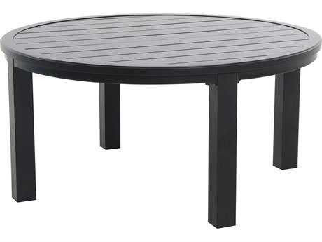 Sunvilla Aluminum 48 Round Slat Top Chat Table in Mahogany