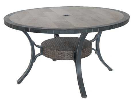 Sunvilla Belize Aluminum 54 Round Stone Top Dining Table in Slate