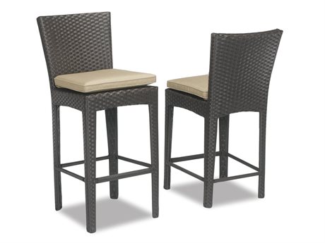 Sunset West Quick Ship Solana Wicker Counter Stool with cushions
