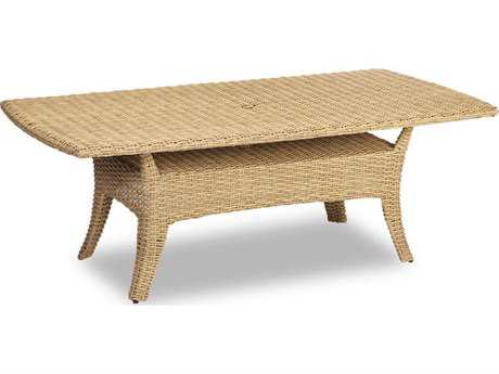 Sunset West Quick Ship Leucadia Wicker 84 x 42 Rectangular Boat-Shaped Table