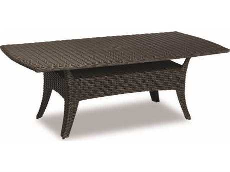 Sunset West Quick Ship Cardiff Wicker 84 x 42 Rectangular Boat-Shaped Dining Table