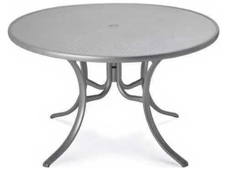 Telescope Casual Embossed Aluminum Top 48 Round Dining Table with hole