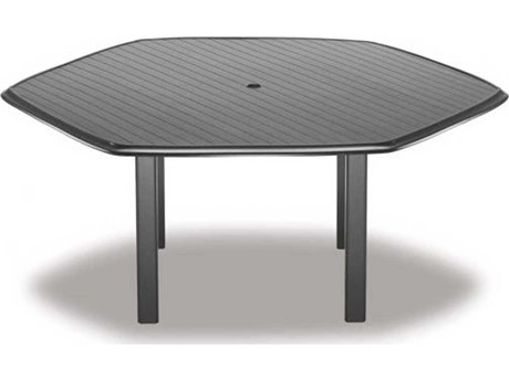 Telescope Casual Aluminum Slat Top 64 Hexagon Dining Height Table with Hole