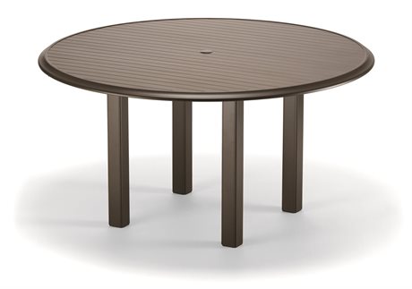 Telescope Casual Aluminum Slat Top 56 Round Dining Height Table with Hole