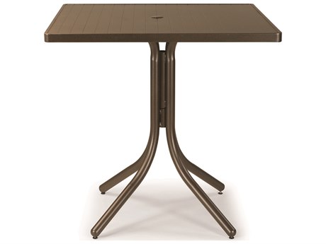 Telescope Casual Aluminum Slat 36'' Square Balcony Height Table with Umbrella Hole