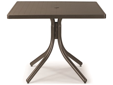 Telescope Casual Aluminum Slat 36'' Square Dining Table with Umbrella Hole