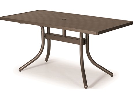 Telescope Casual Aluminum Slat 60'' x 30'' Rectangular Dining Height Table with Umbrella Hole