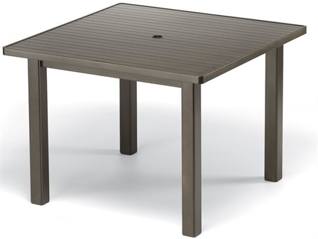 Telescope Casual Aluminum Slat Top 42 Square Balcony Height Table with Umbrella Hole
