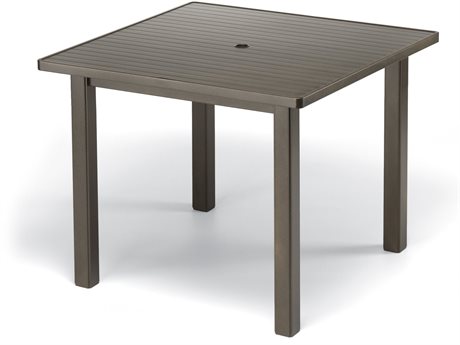 Telescope Casual Aluminum Slat Top 42 Square Bar Table with Umbrella Hole