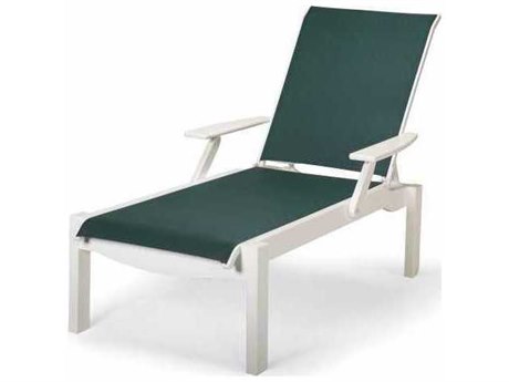 Telescope Casual Leeward MGP Sling Recycled Plastic Stackable Chaise Lounge with Arms - Long Frame
