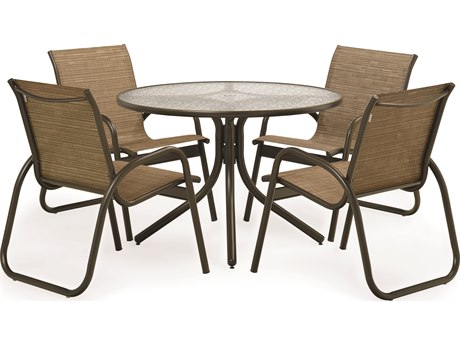 Telescope Casual 5 Piece 42 Round Gardenella Sling Dining Set