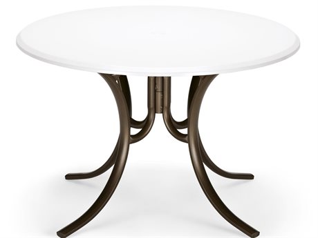 Telescope Casual Werzalit Recycled Plastic 48 Round Dining Table with Umbrella Hole