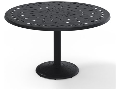 Telescope Casual Cast Aluminum 48 Round Dining Table with Umbrella Hole