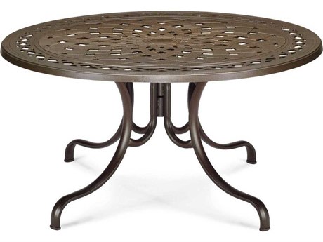 Telescope Casual Cast Aluminum 48 Round Dining Table with Umbrella Hole