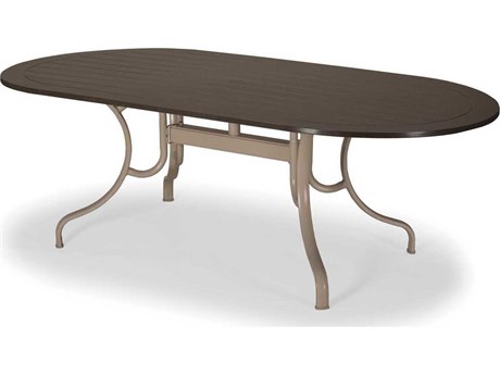 Telescope Casual Marine Grade Polymer 84 x 42 Oval Dining Table with Umbrella Hole