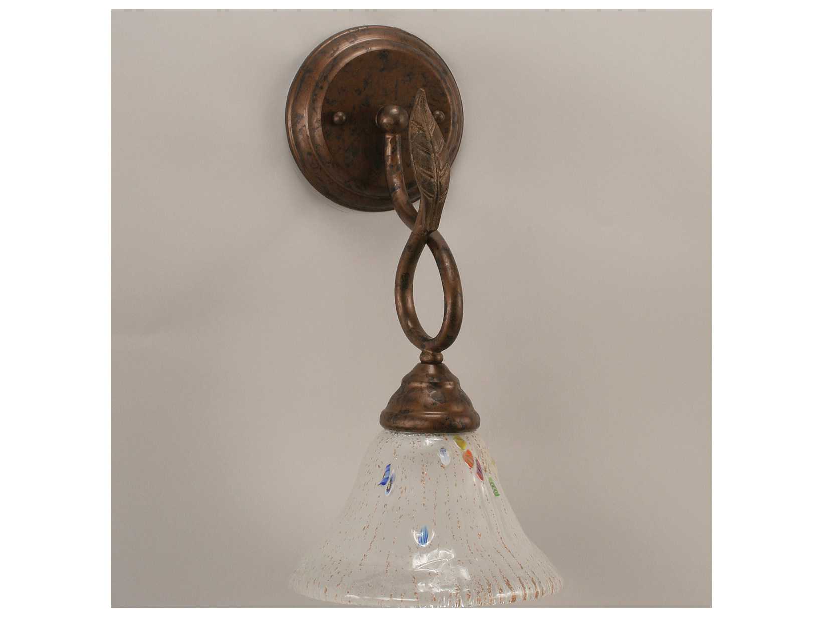 Toltec Lighting Leaf Bronze & Frosted Crystal Glass Wall Sconce 111-BRZ-751