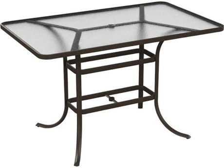 Tropitone Cast Aluminum 66 x 40 Rectangular Acrylic Bar Table with Umbrella Hole